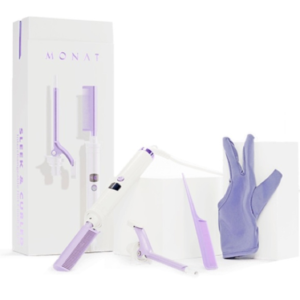 Monat Sleek & Curled  Interchangeable Hot Comb & Rod + Brush